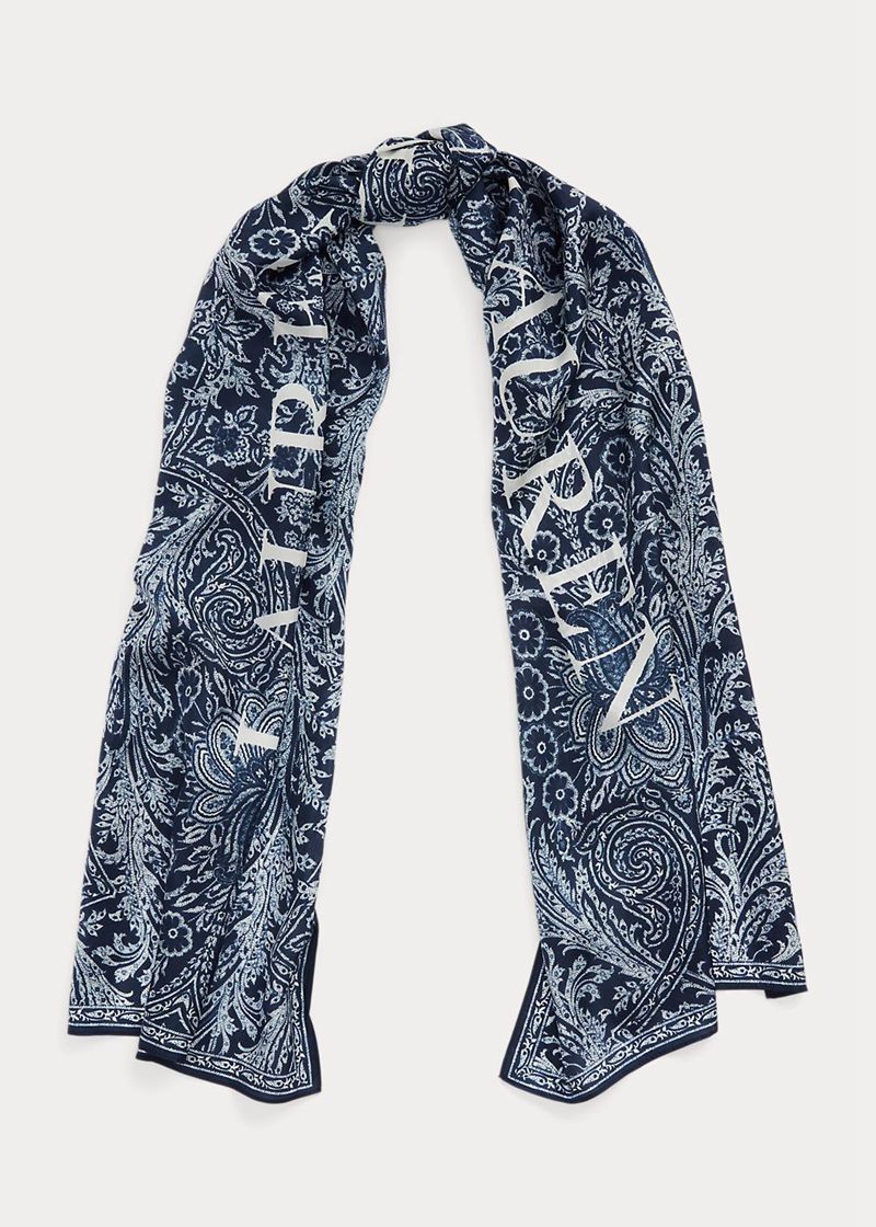 Bufanda Lauren Mujer Charlie Bandana-Print Silk Chile Azul Marino JCOTE-5190